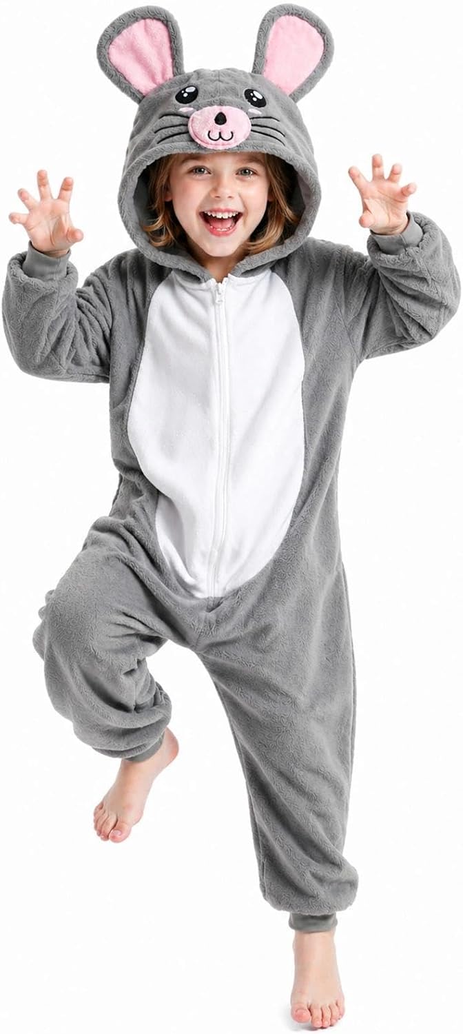 Gorkonpy Mouse Costume Kids Animal Rat Onesie Girls Boys Halloween Party Dress Up