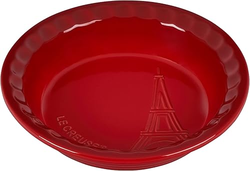 Le Creuset Eiffel Tower Collection - Plato de cerámica para tartas, 9 pulgadas, color cereza