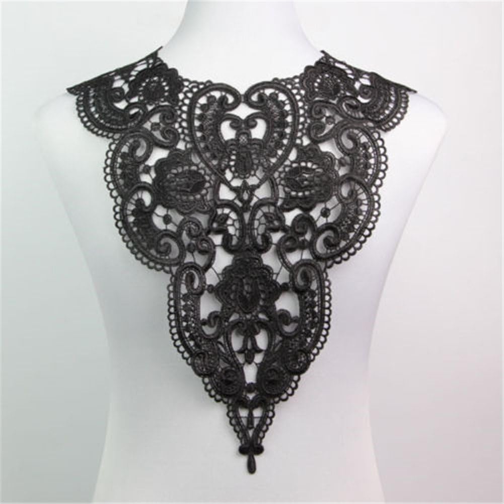 1 Pc Classic Flower Neckline Lace Collar Charming Sewing Wedding Applique Black