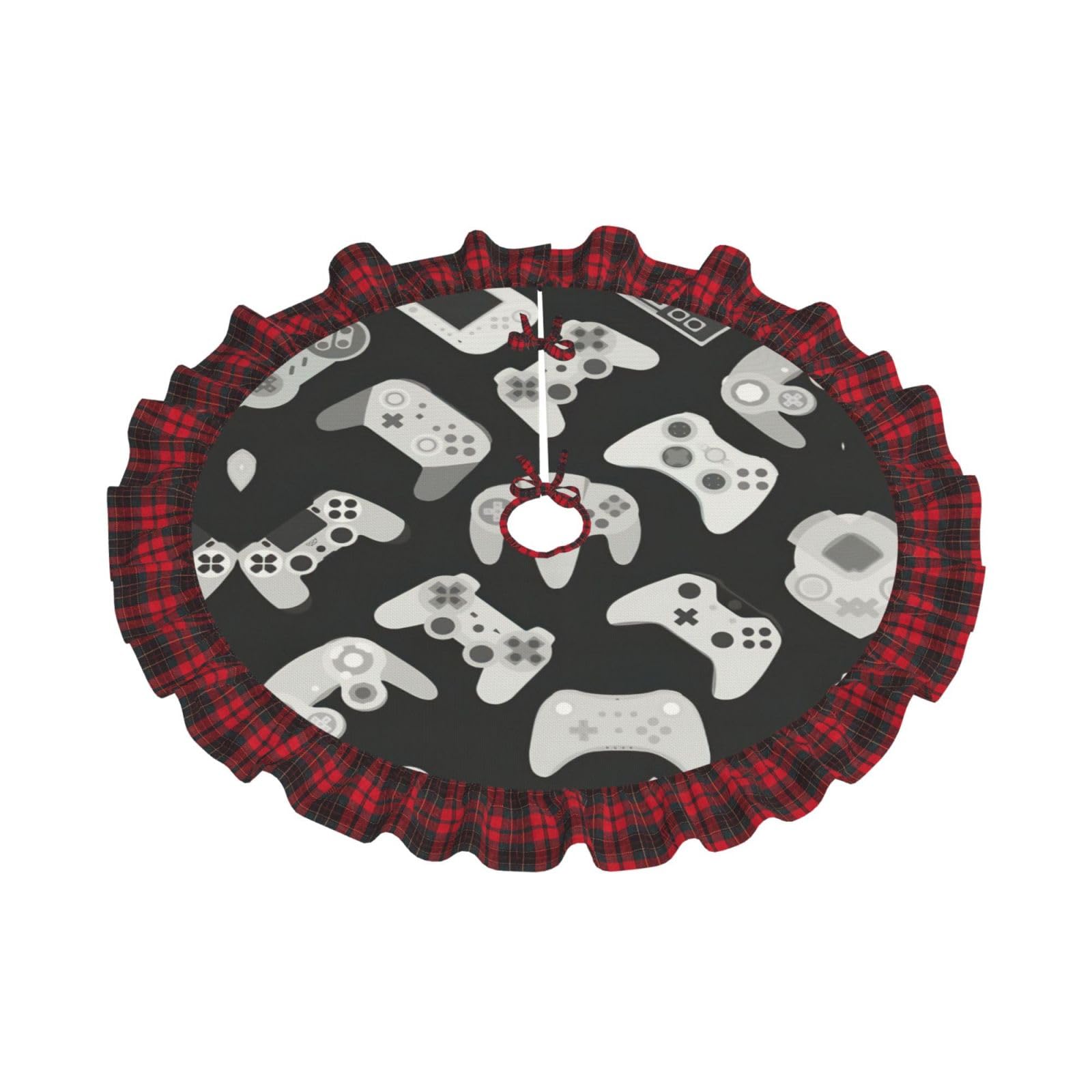 Videospiel-Controller Weihnachtsbaumrock – 122 Cm, Polyester, Mit Gurten, Für Gaming-Fans, Indoor & Outdoor