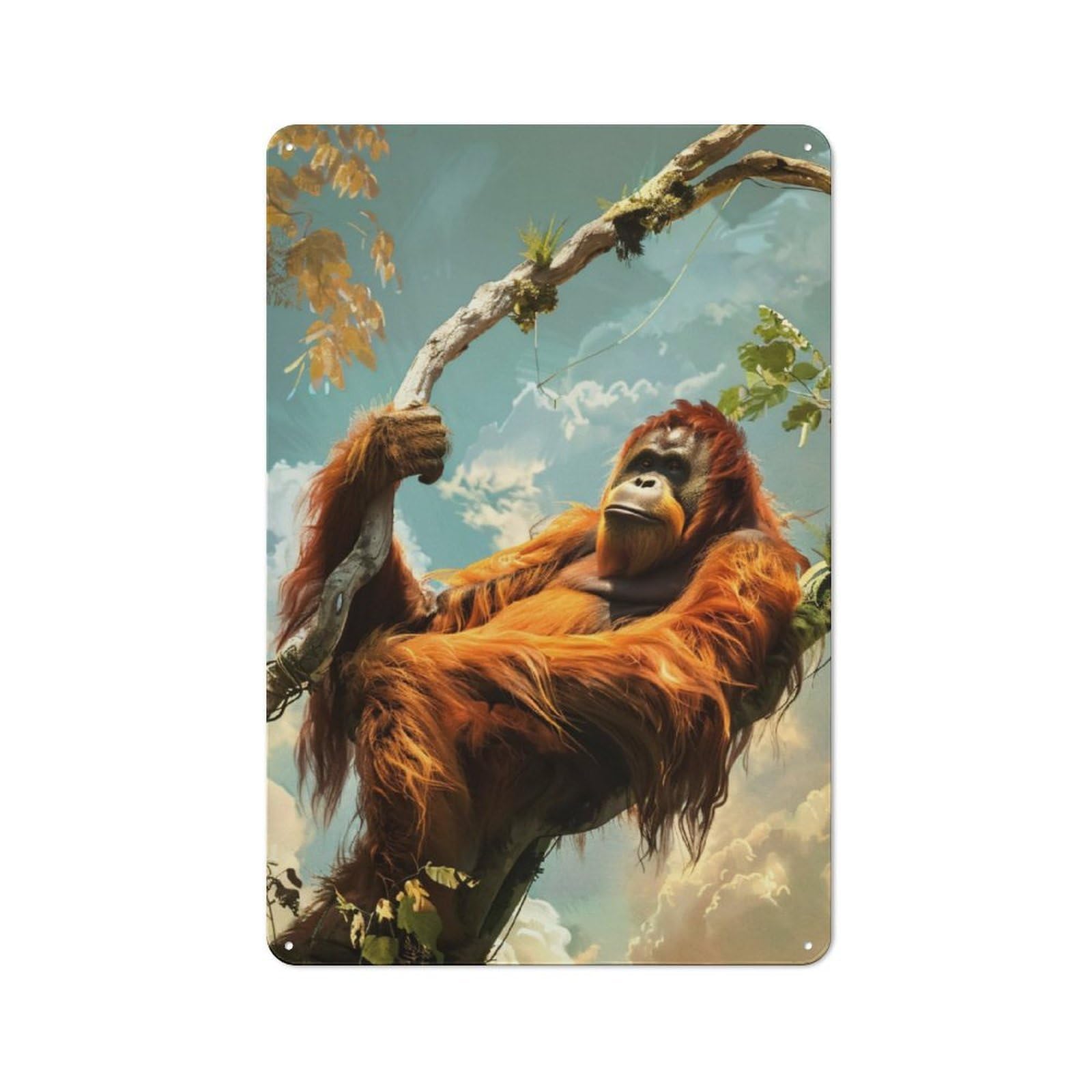 Junmoney Monkey Old Fashioned Decorative Tin Sign 30X20cm, Nostalgic Wall Art For Bedroom, Office, Home Bar Or Dining Room