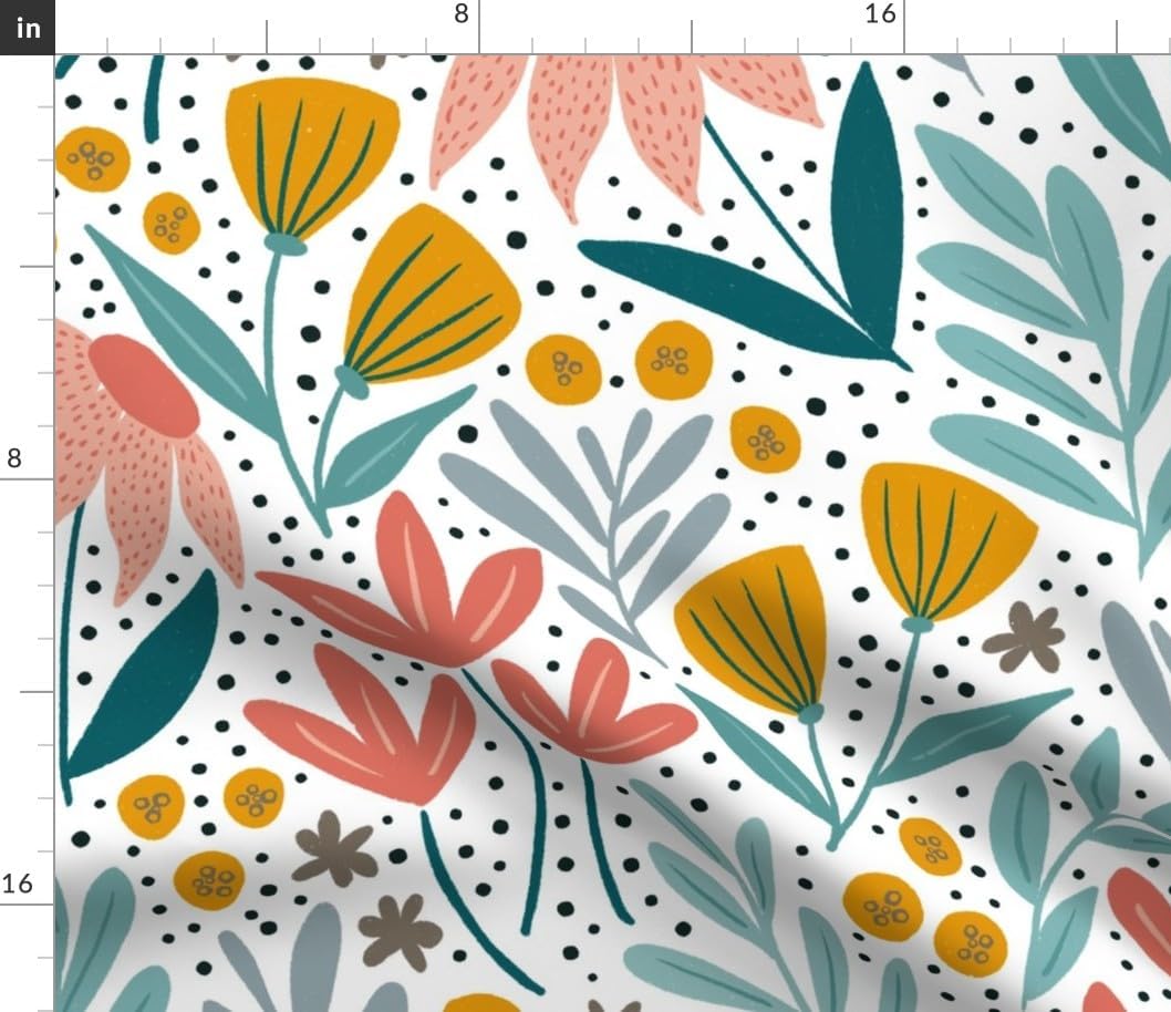 Spoonflower Fabric - Floral Bloom Spring Flowers Flower Garden Cone Wildflowers Printed on Petal Signature Cotton Fabric by The Yard - Sewing Quilting Apparel Crafts Decor