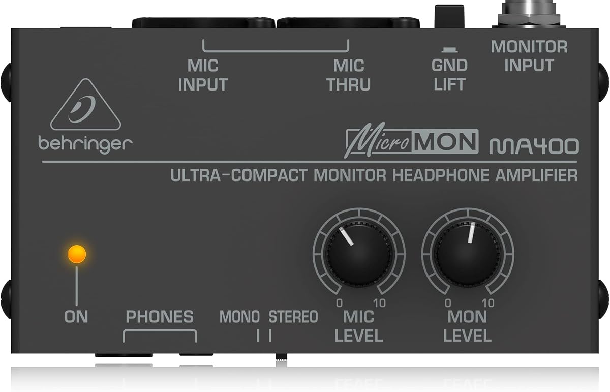 Behringer MICROMON MA400 Ultra-Compact Monitor Headphone Amplifier, Silver