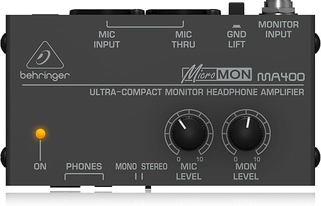 Behringer MICROMON MA400 Ultra-Compact Monitor Headphone Amplifier, Silver