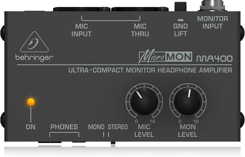 Behringer MICROMON MA400 Ultra-Compact Monitor Headphone Amplifier, Silver