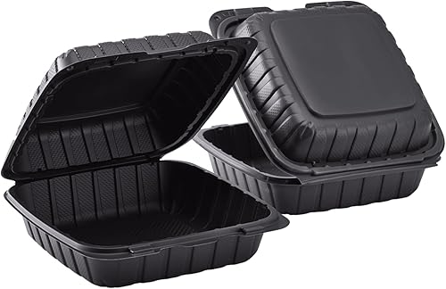 Miniatura 8 de KARAT EARTH KE-HC88MFPP-1CB 8 pulgadas x 8 pulgadas Contenedor con bisagras de PP relleno mineral, 1 compartimiento - Negro