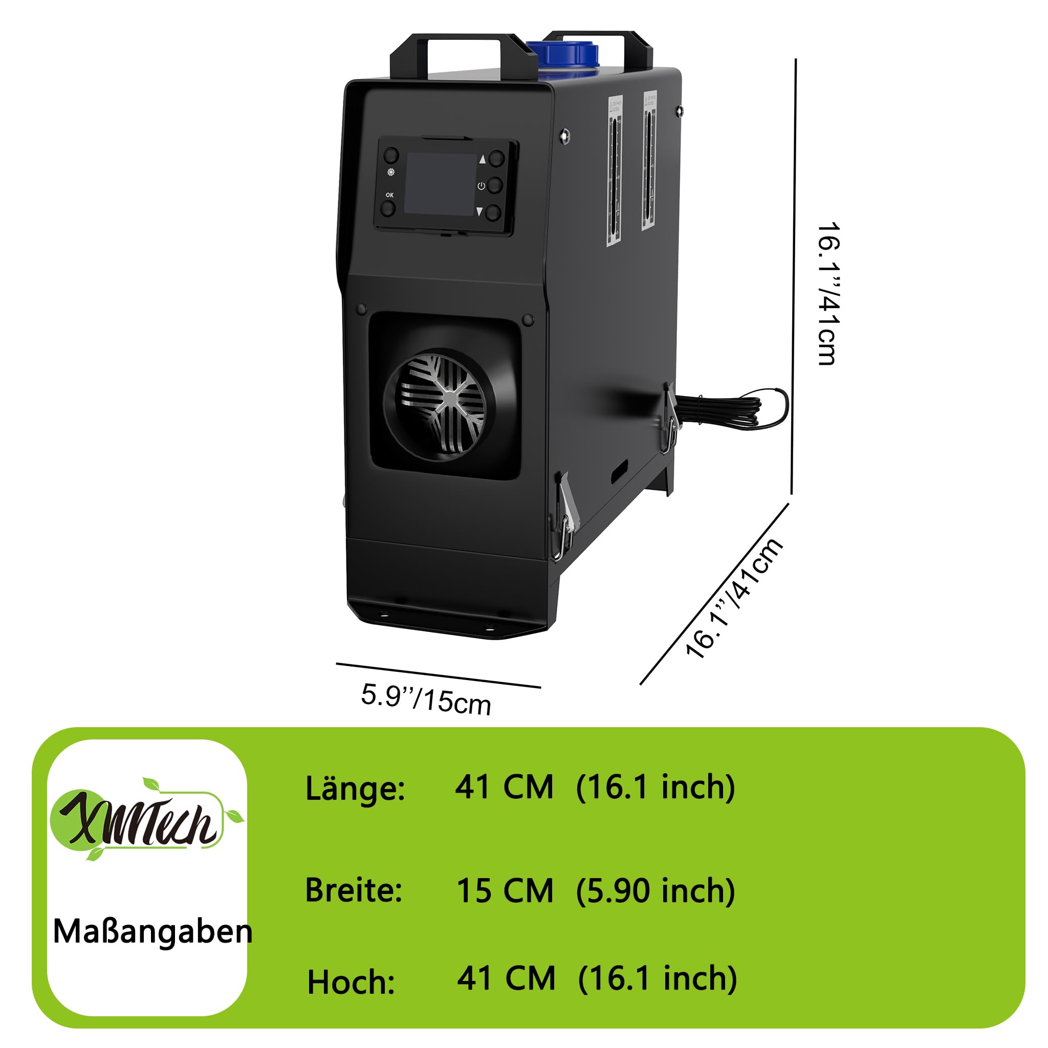XMTECH 8 kW 12 V Ogrzewanie postojowe na olej napędowy, nagrzewnica powietrza, ogrzewanie powietrza na olej napędowy z pilotem zdalnego sterowania, ekranem LCD i tłumikiem, do samochodów, przyczep
