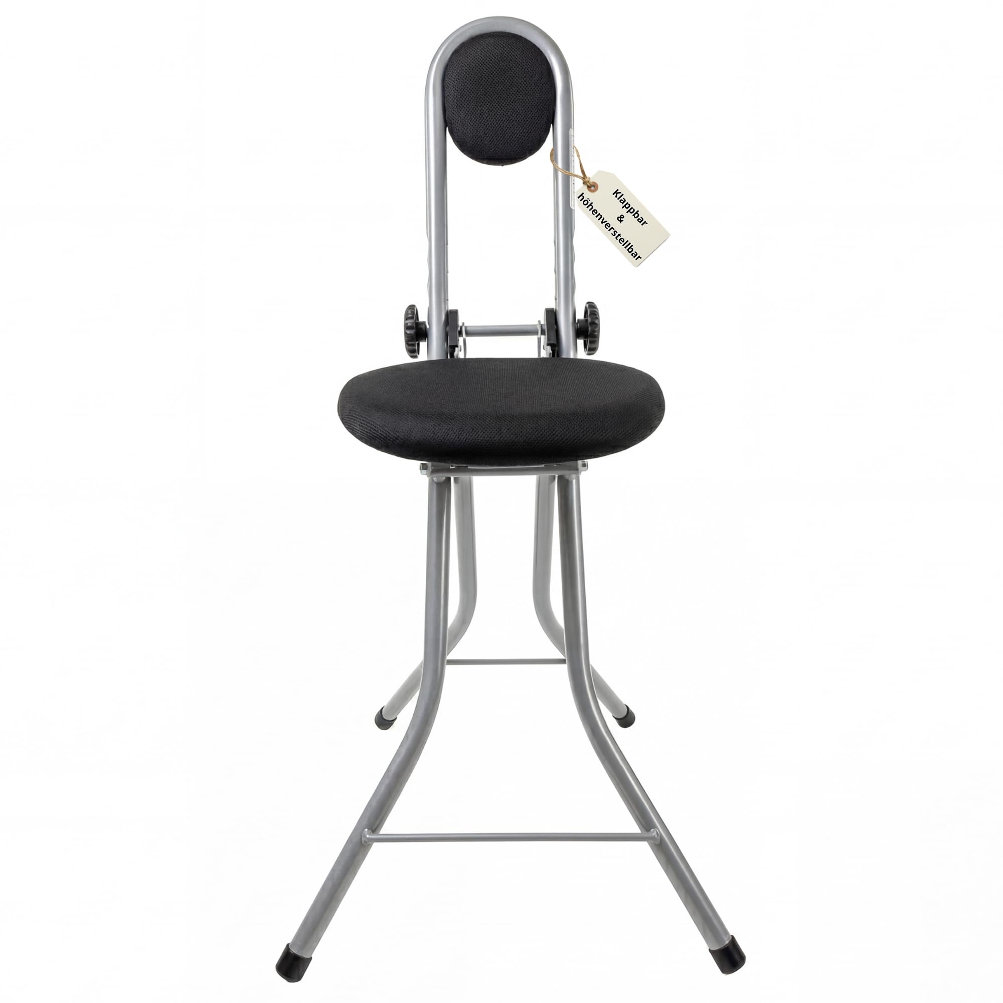 BigDean Bügelstehhilfe Stehhilfe Stehstuhl 4-Fach Höhenverstellbar Klappbar Bügelstuhl Stehsitz Ergonomisches Sitzen mit Rückenlehne