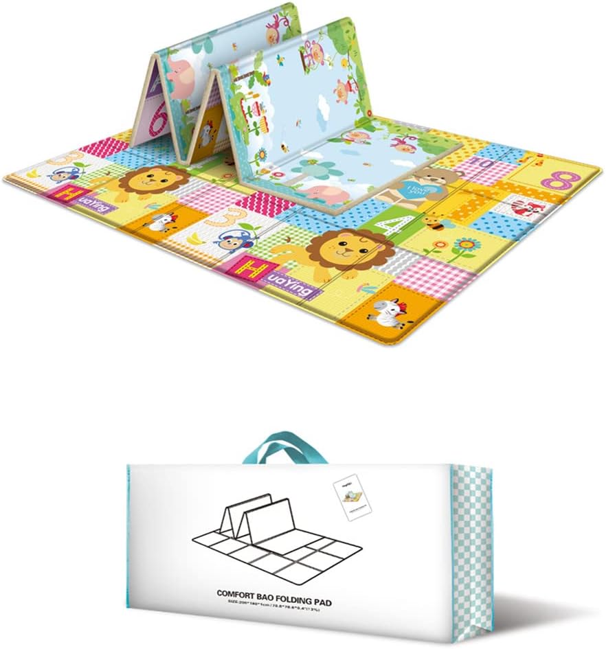 Folding Baby Play Mat, Thick Baby Crawl Mat, Double-Sided Waterproof Child Floor Mat - 180 x 150 x 1cm