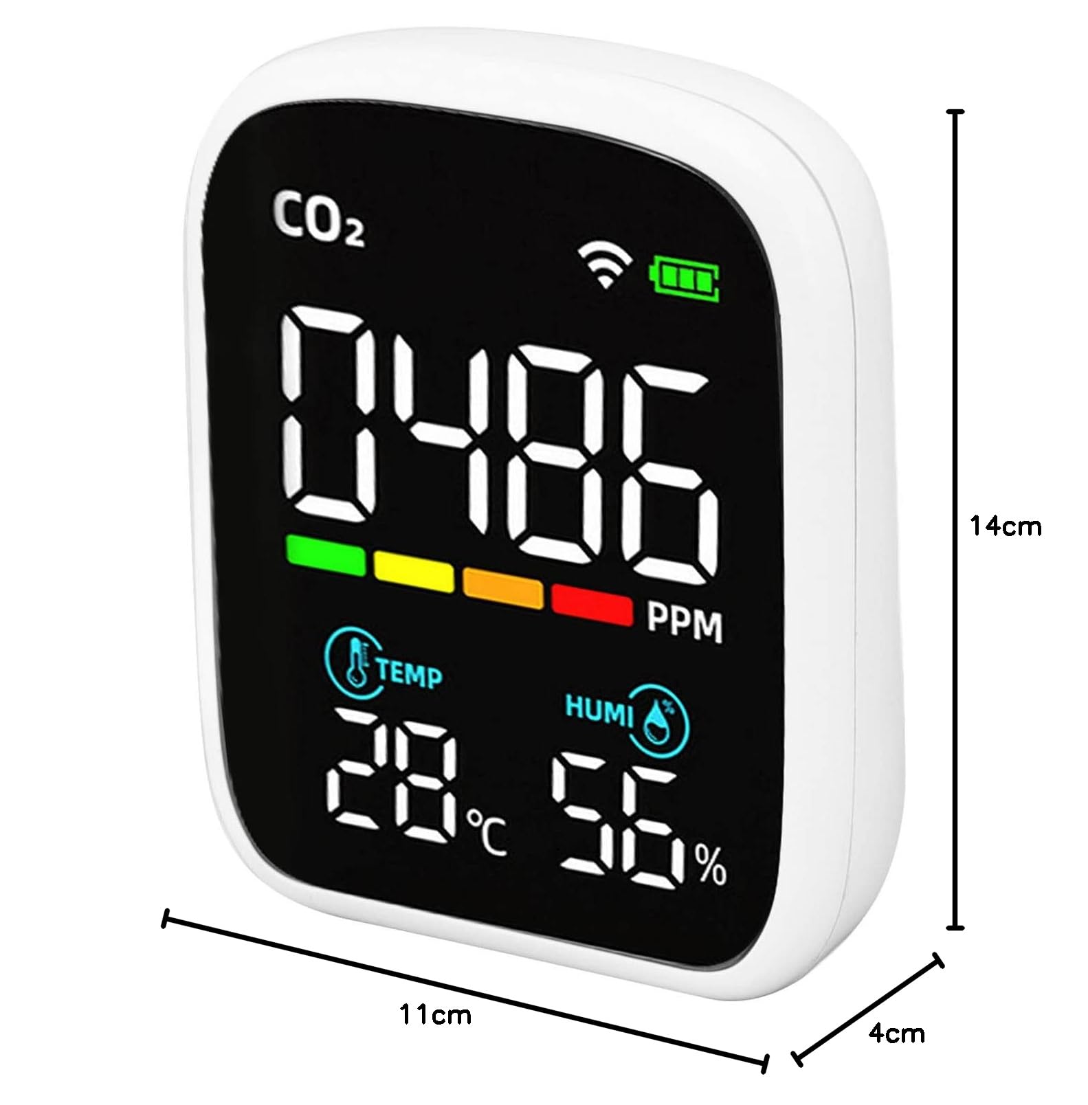 Fockety Monitor DE Calidad del Aire, Sensor NDIR ANTERFERENCIA Ajuste AUMÁTICO DE BILLO Monitor DE CO2 Incorporado WiFi Análisis Inteligente Medidor DE Calidad del Aire