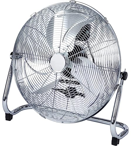 Image of Fab Fans® 16" High Velocity Metal Chrome Floor Standing Fan with 3 Speed Settings - Tilting Mechanism - Powerful Motor Circulation - 3 Speed Settings - No Assembly