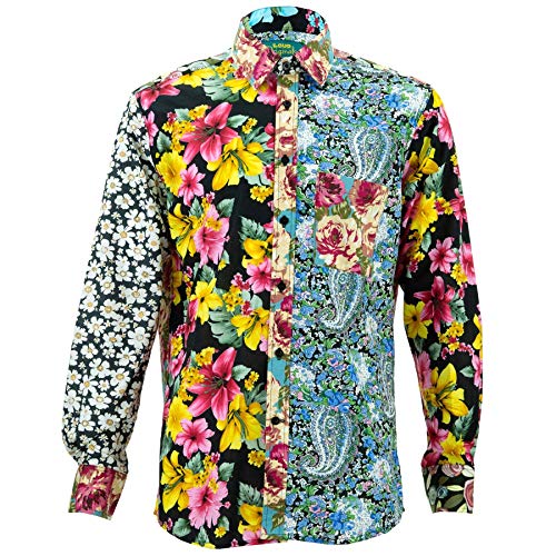 Chemise manches longues confortable col 44-45cm style floral