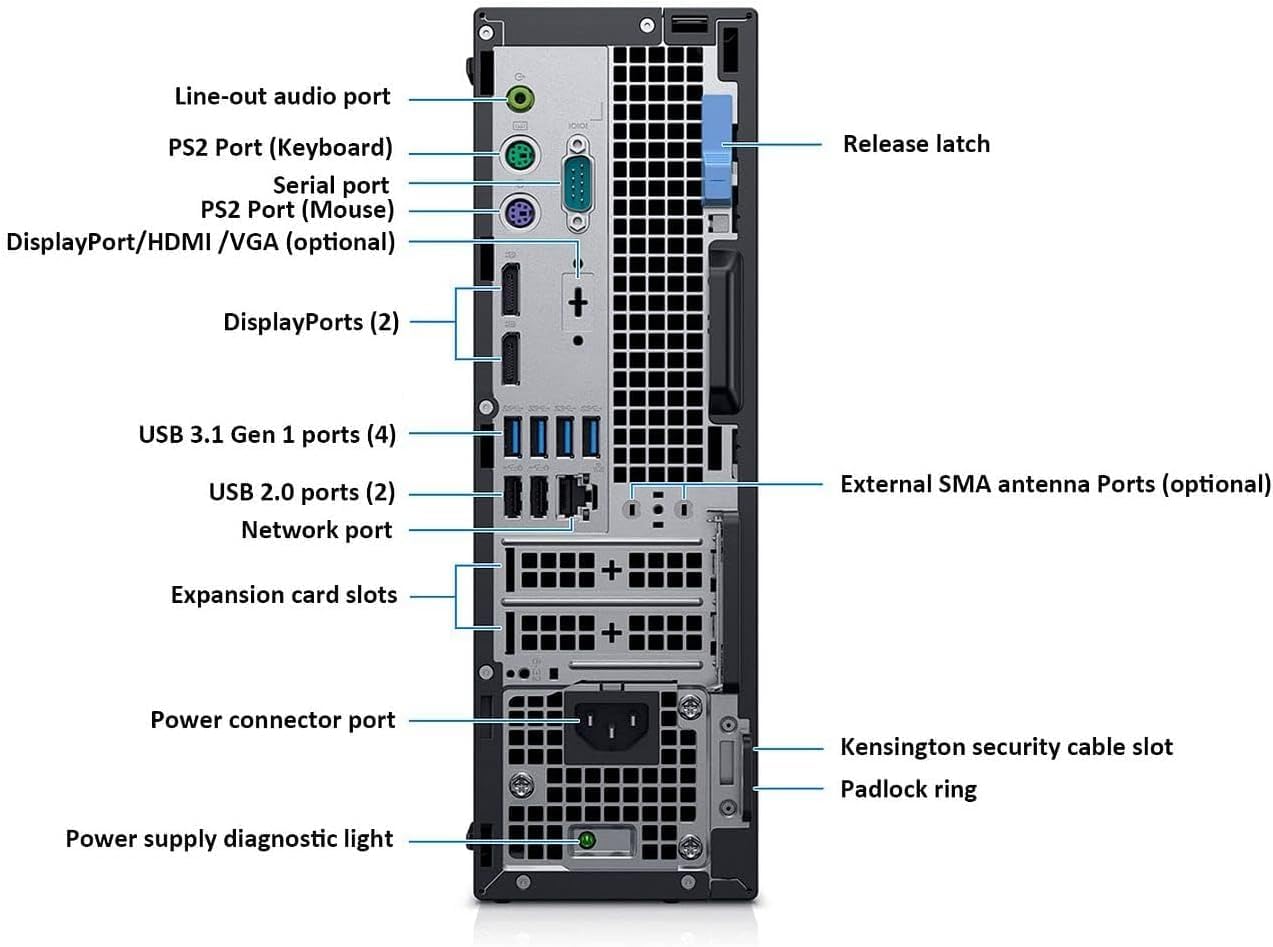 Dell OptiPlex 7070 SFF Ordinateur de Bureau, Intel Core i7-8700T, 16 Go de RAM, SSD de 512 Go, Wi-FI, Bluetooth, Clavier QWERTY américain, Windows 11 Pro (Reconditionné)
