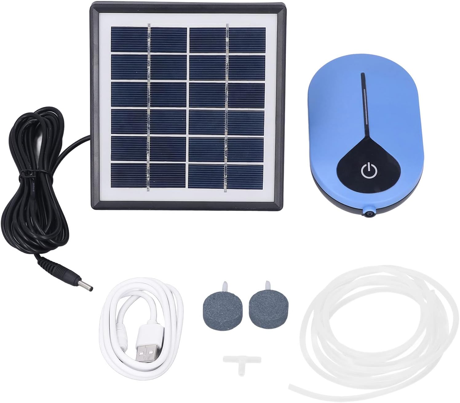 Oxygen Pump Solar Air 3 Gear, 6V 1.5W, Large Volume Low Noise, Built - In Battery - Efficient Oxygen Supply, Dual Power Charging, Ideal for Fish Tanks and Aquariums