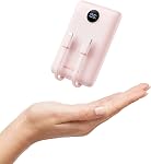 Mini Banque d'énergie avec câble, 22.5W 10000mAh Chargeur portable 22.5W Charge rapide avec LED Affichage, légèreté & Batterie de voyage de petite taille s'applique aux téléphones intelligents, en sécurité de vol (noir foncé)