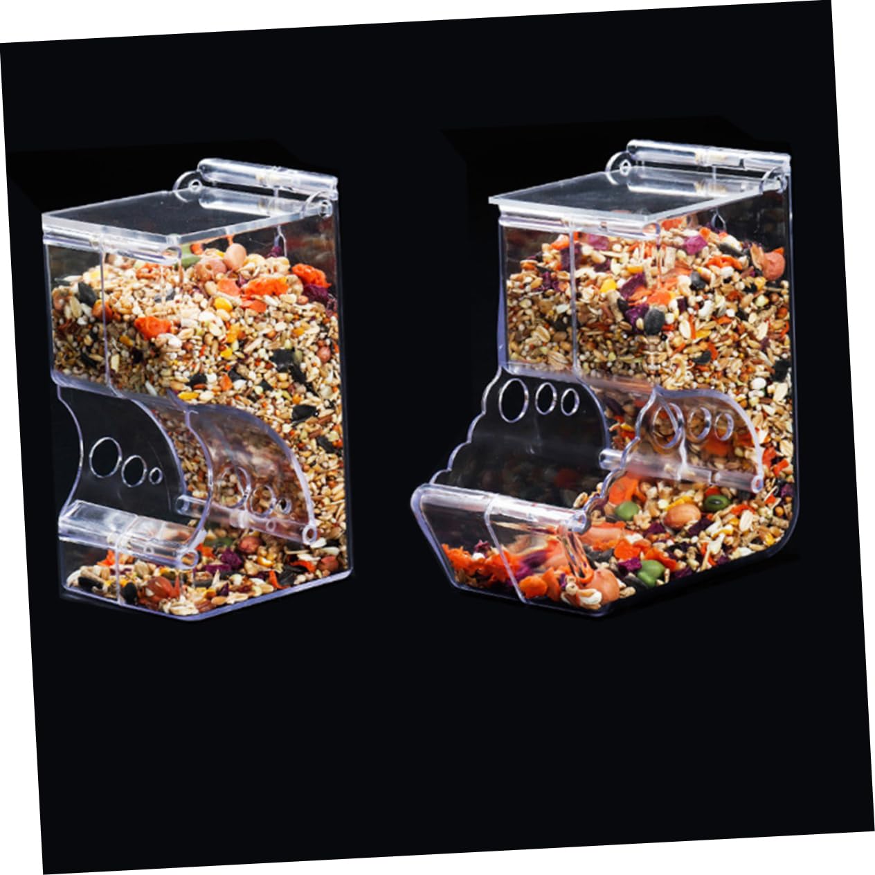 DECOMELODY 2Pcs Hamster Automatic Feeder Self Dispensing Pet Supplies Transparent Design for Easy Observation Easy to Clean with Top Door Panel Durable for