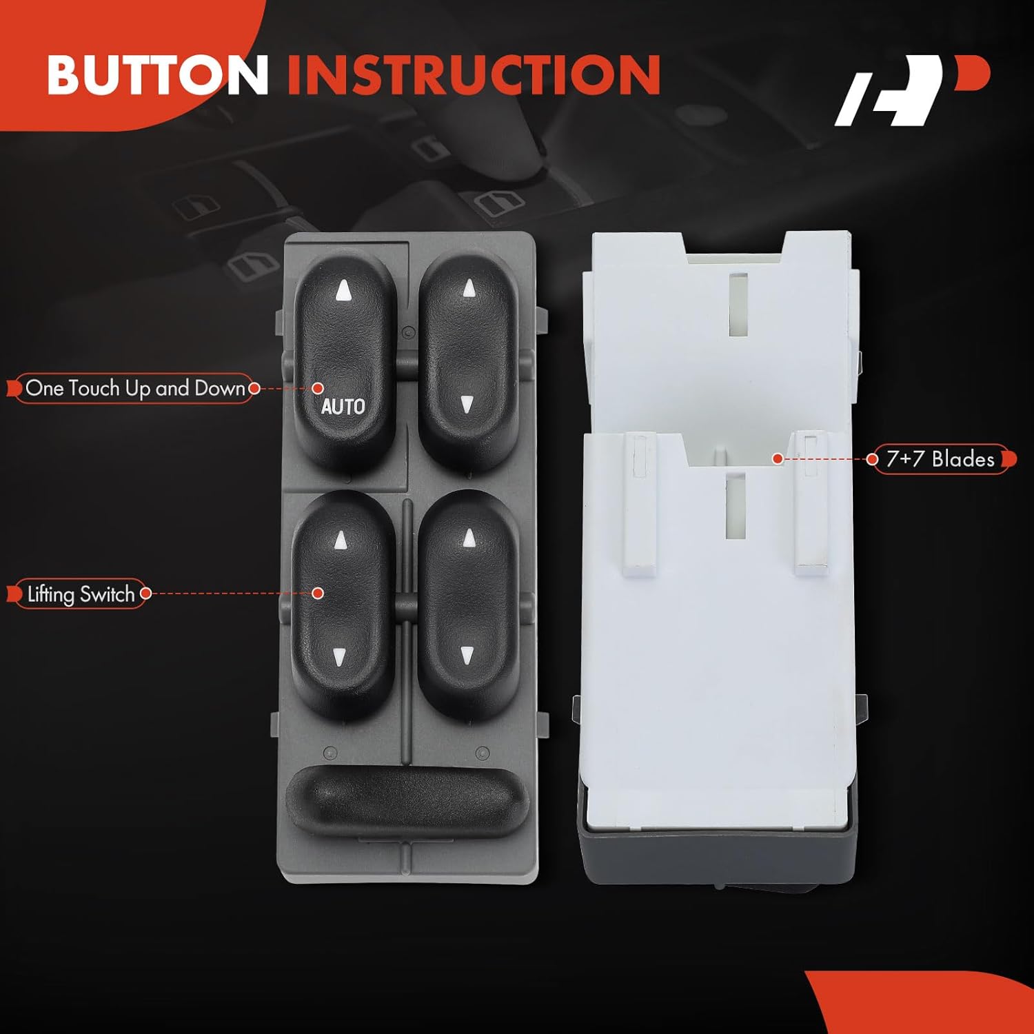 A-Premium Master Power Window Switch Compatible with Ford F250/F350/F550 Super Duty 1999-2001, Expedition, Excursion, Taurus & Lincoln Navigator, Blackwood & Mercury Sable, Front Left Driver Side