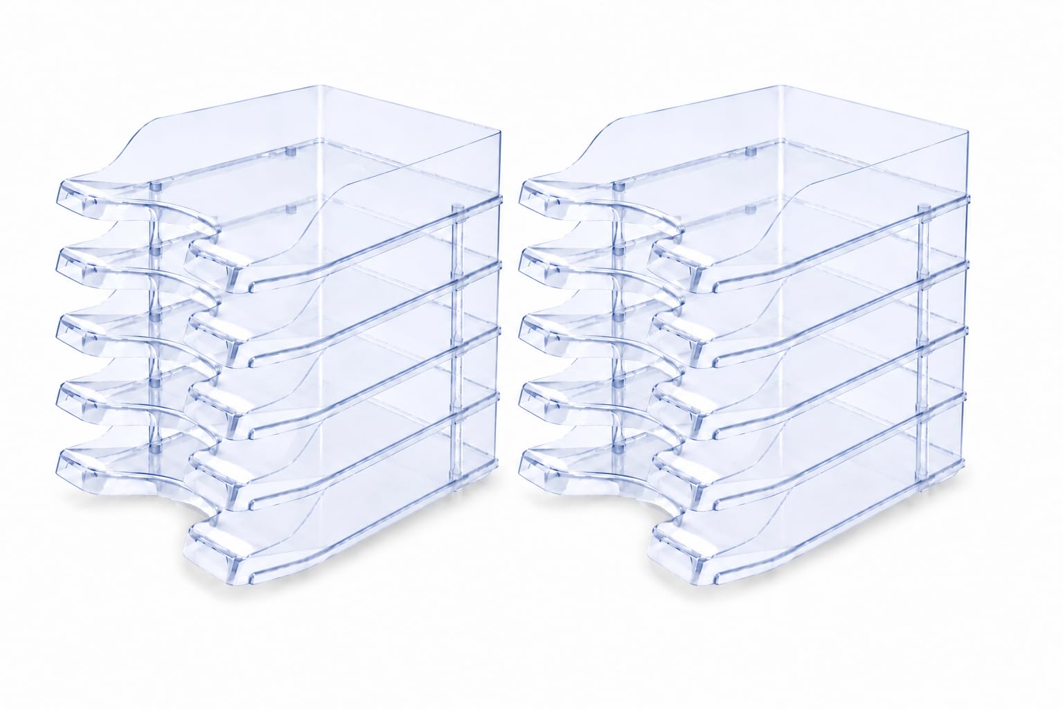 Deflecto Pack of 10 Gemstone collection Contemporary Self Stacking Letter Tray - Diamond