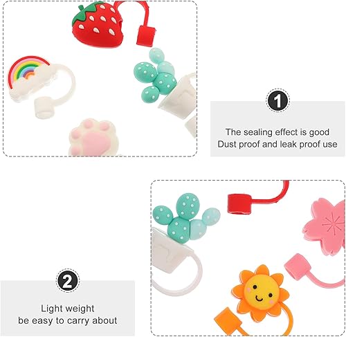 Miniatura 9 de 6 piezas de silicona para pajilla, tapas reutilizables para pajilla, tapones para pajilla, tapones para beber de dibujos animados para el hogar,