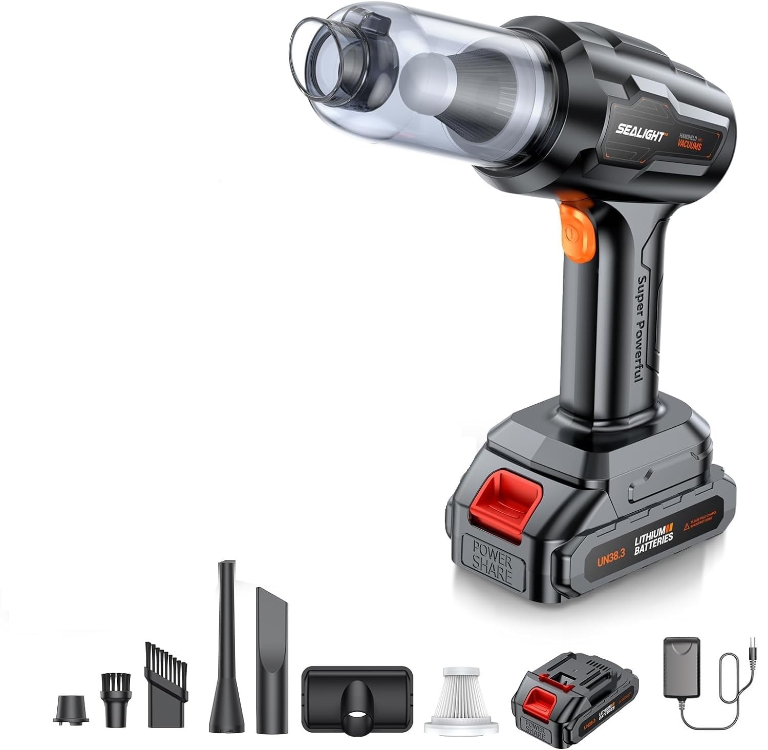 Handheld Car Vacuum Wireless,Portable Vacuum Cleaner with 21000pa High Power Suction,4 in 1 Air Purifier and Vacuum Cleaner, 18v/120w Mini Vacuum Cleaner for Car, Home, Office, Pet-image-19