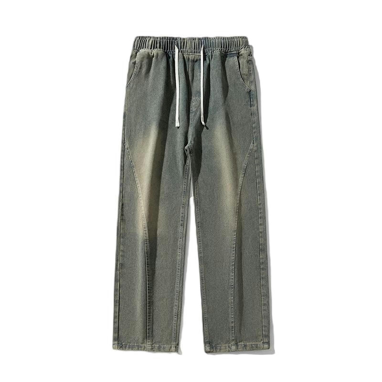 Jeans Uomo Primavera Pantaloni Larghi Drappeggiati Basic Pantaloni Larghi Dritti - Azzurro - L