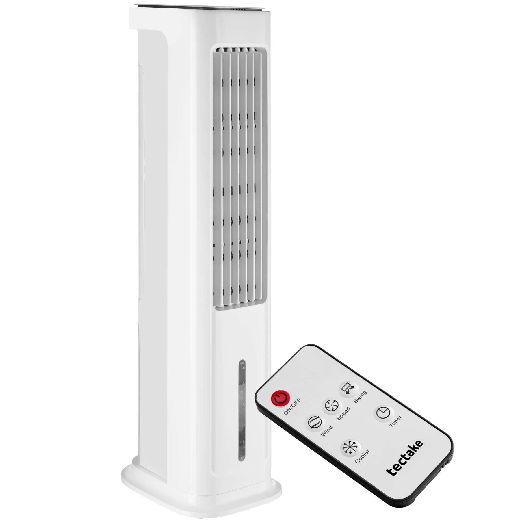 tectake® Rafraichisseur d'air 4-en-1, Refroidisseur Portable, Ventilateur, Humidificateur, Purificateur d'air HEPA, Réservoir 5 L, 3 Modes, 3 vitesses, Oscillation, Minuterie 12H, Silencieux, Blanc
