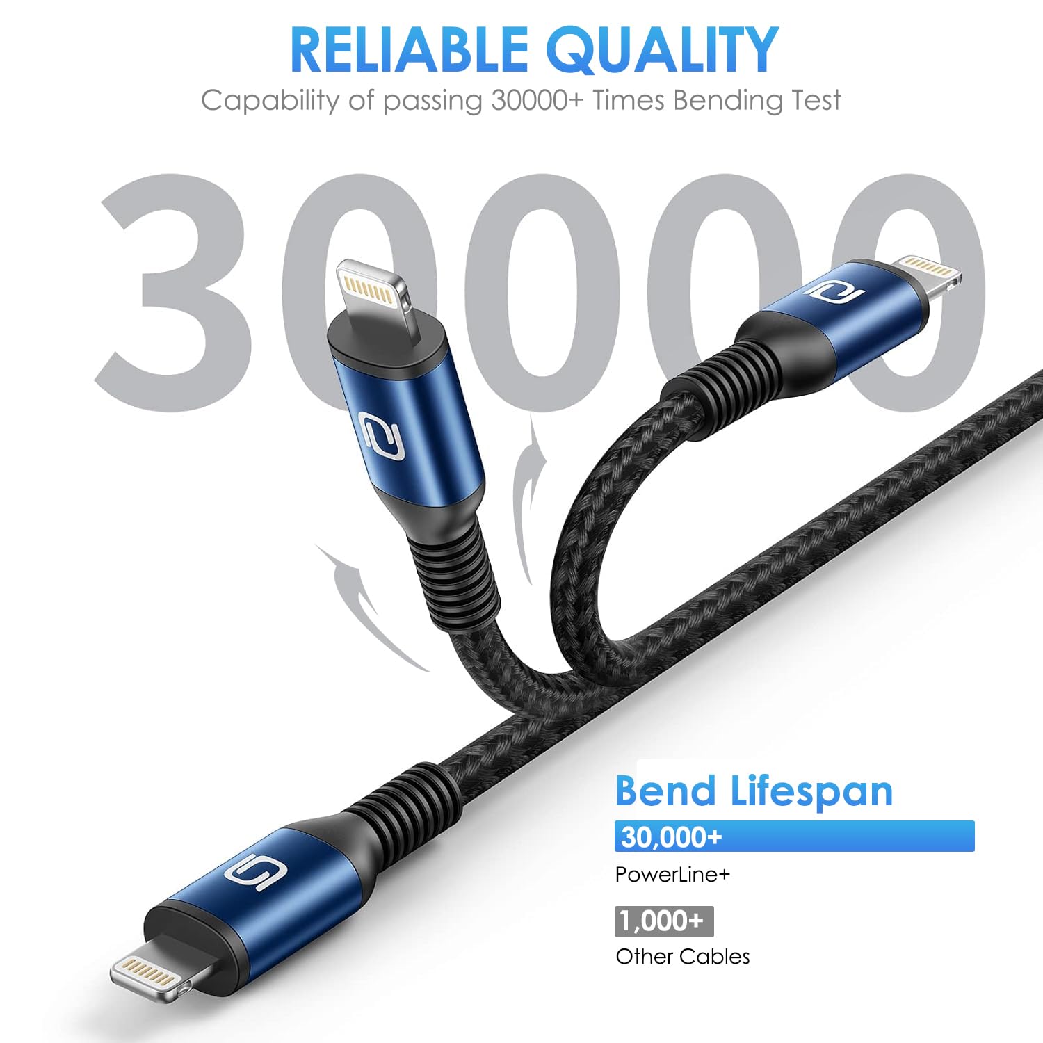 ohbox Paquete de 3 cables de carga para iPhone de 6 pies