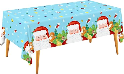 Miniatura 12 de Gatherfun - Decoraciones de mesa de Navidad, mantel desechable de Navidad con acebo, mantel impermeable de plástico rectangular para suministros de