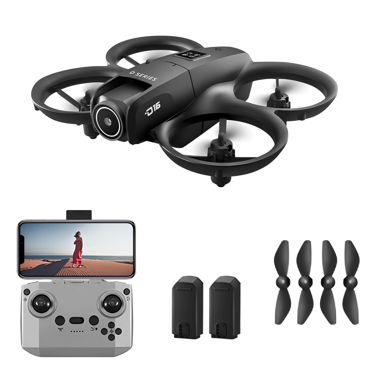 QQCHGOL Drone with Dual 1080P Camera for Adult Beginner,One-Key Return,RC Quadcopter,Gesture Control, 360° Obstacle Avoidance,Altitude Hold,BL Motor,LED light,2 Batteries Ultra-Light 68g (Gray)