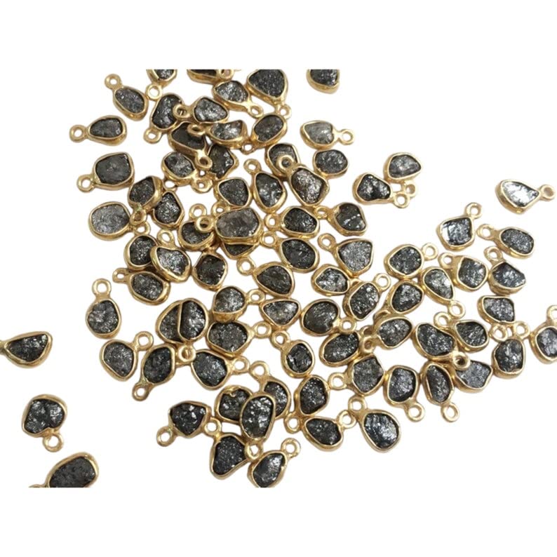 Connecteur diamant brut noir 8-11 mm en argent 925 à boucle unique