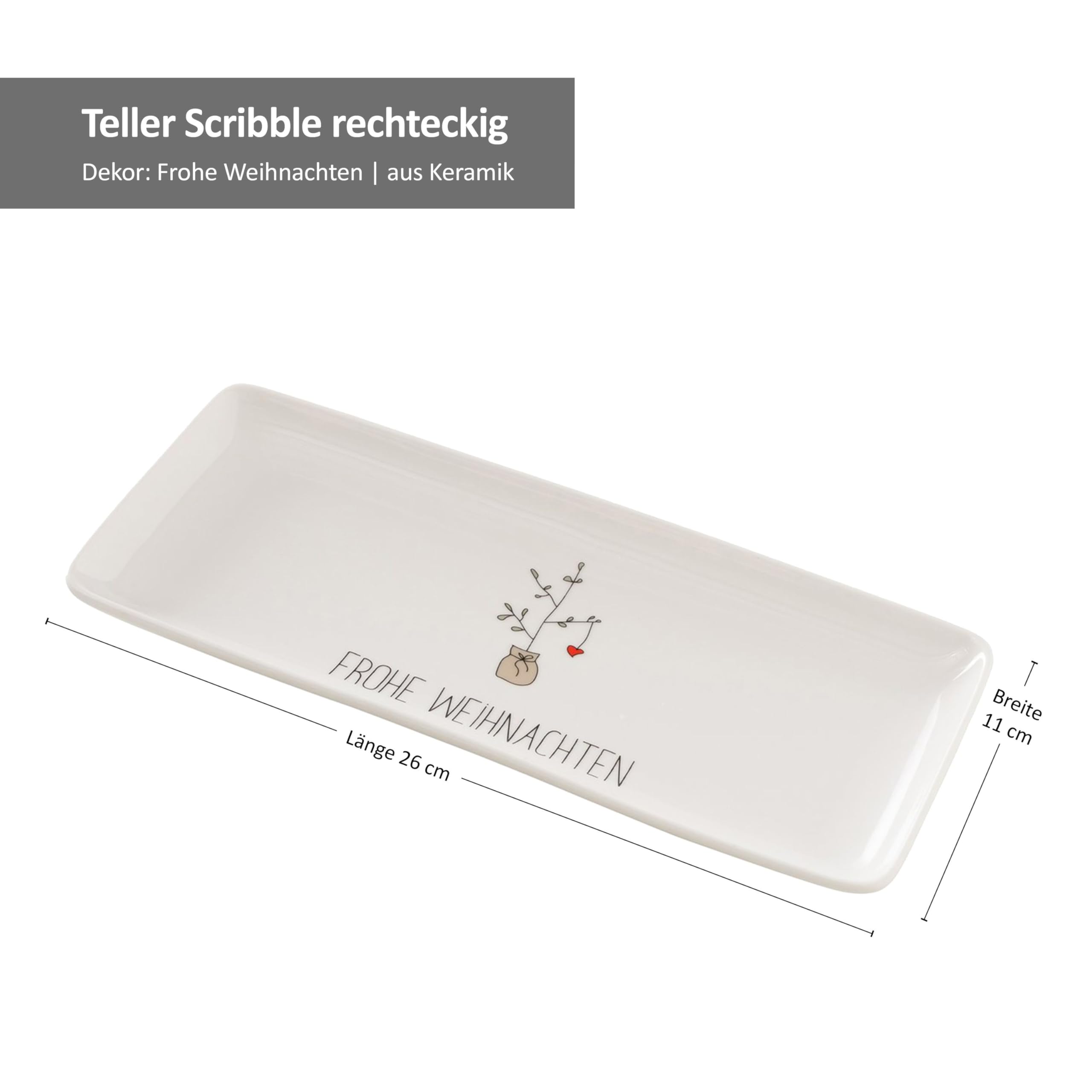 MamboCat Set 2 Piatti Rettangolari Per Torte Natale - Porcellana