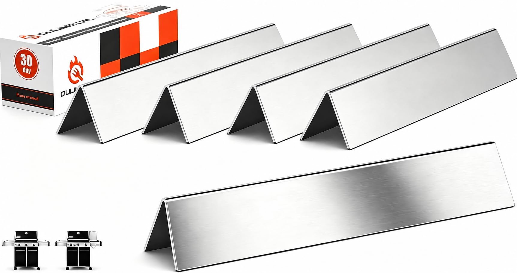 QuliMetal Set di barre aromatizzanti per barbecue a gas 7620 non magnetico calibro 16 per griglie a gas Weber Genesis serie 300 (17,5 x 2,25 x 2,375)
