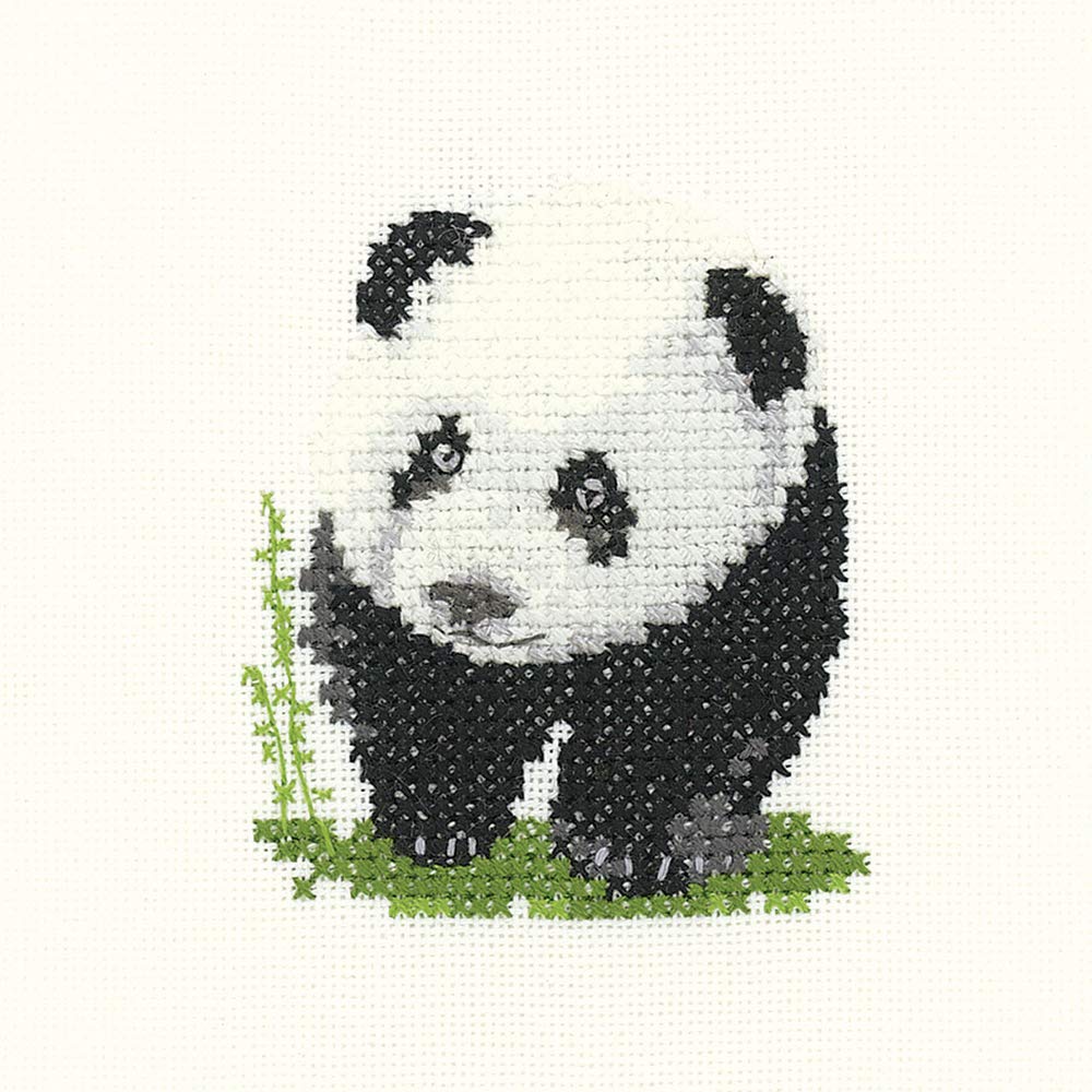 Heritage Crafts Little Friends Cross Stitch Kit - Panda (Aida)