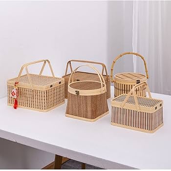 Amazon.co.jp: 竹籠 竹篭 収納ケース 編まれた 天然素材 ふた