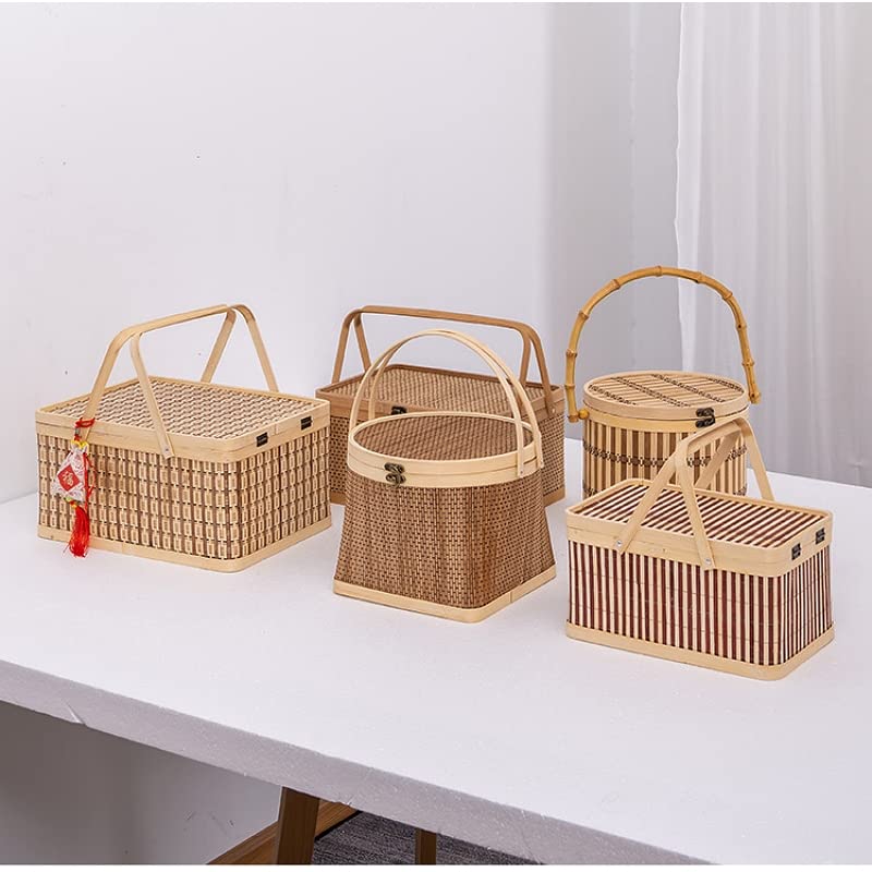 収納ケース 竹製 茶道具 小物入れ籠, Amazon.co.jp: 竹籠 竹篭 収納ケース 編まれた 天然素材 ふた付き 野点