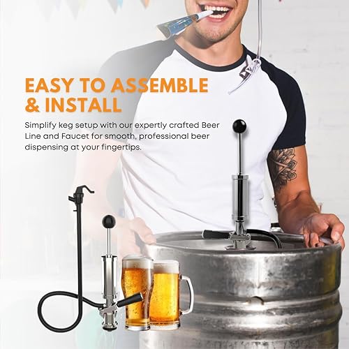 Miniatura 5 de FastRack Bomba de fiesta de 4 pulgadas, resistente, grifo de cerveza de 4 pulgadas, acoplador completo de barril de sistema D y línea de cerveza y