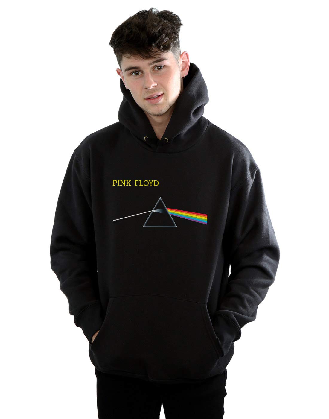 Absolute Cult Men's Black Pink Floyd Chest Prism Hoodie XX-Large