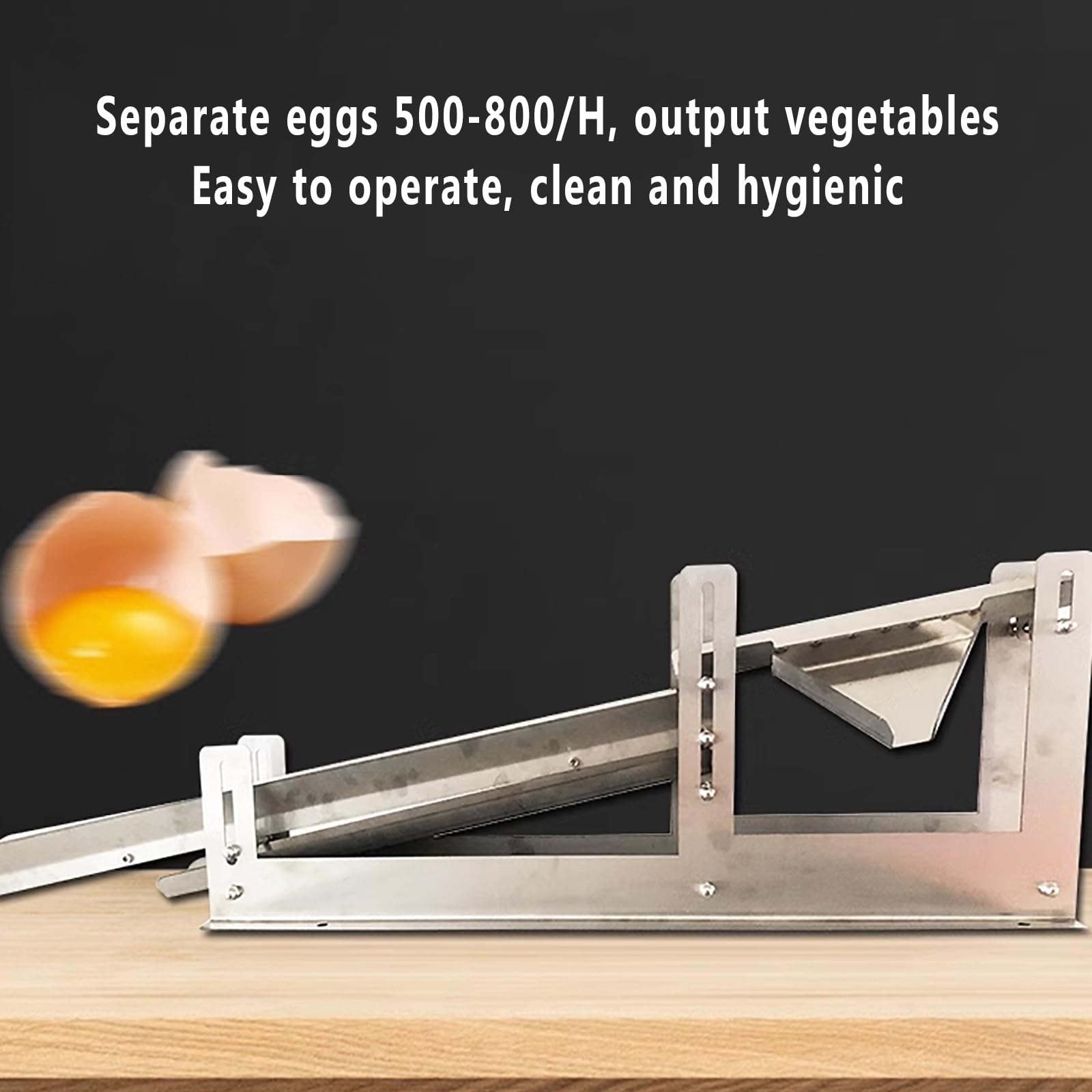 Separador Huevos,filtro Yema Y Clara Huevo Acero Inoxidable 304 Con Bandeja Exportación Y Placa Guía Líquido Huevo,altura Ajustable Y Espacio Separación,salida 500-800 Piezas/H, 3S Fondo Rápido