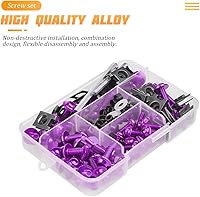 Vista 3 de AICEL 177 piezas de kit de pernos para carenado de motocicleta, juego de tuercas y clips de colores, pernos de aluminio M5 M6 para parabrisas