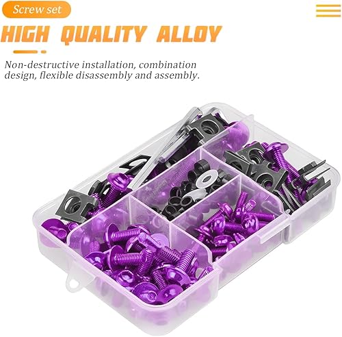 Miniatura 3 de AICEL Kit de pernos de carenado de motocicleta, 177 piezas, tornillos de sujeción coloridos, juego de clips de tuerca, tornillos de aluminio M5 M6