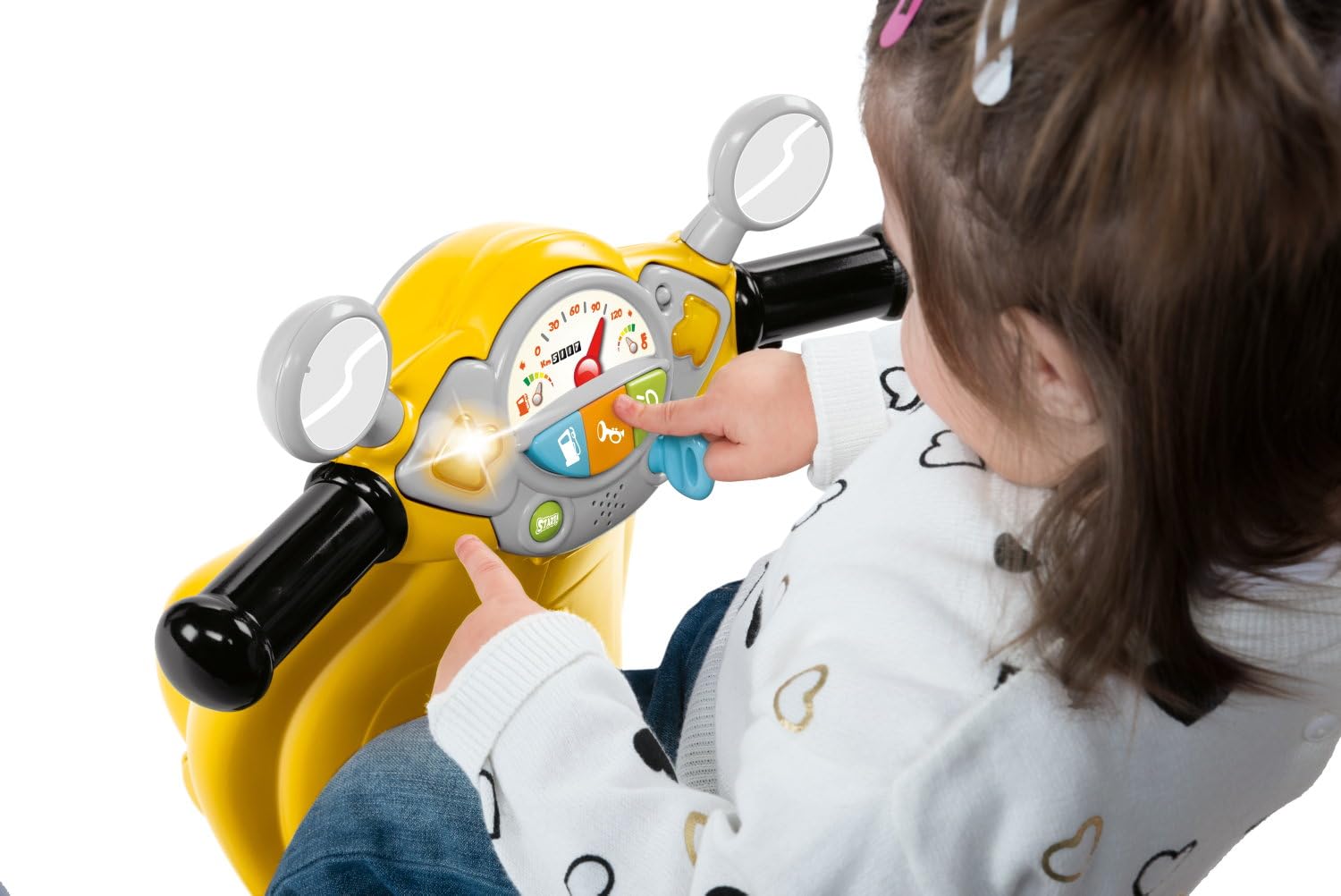 Chicco Vespa dla Dzieci Wiosna Zielona, Zabawka Motocykl do Jeżdżenia z Panelem Elektronicznym, Światłami i Dźwiękami, Zdejmowane Koła Wspierające, Max 25 Kg - Zabawki dla Dzieci 1-3 Lata