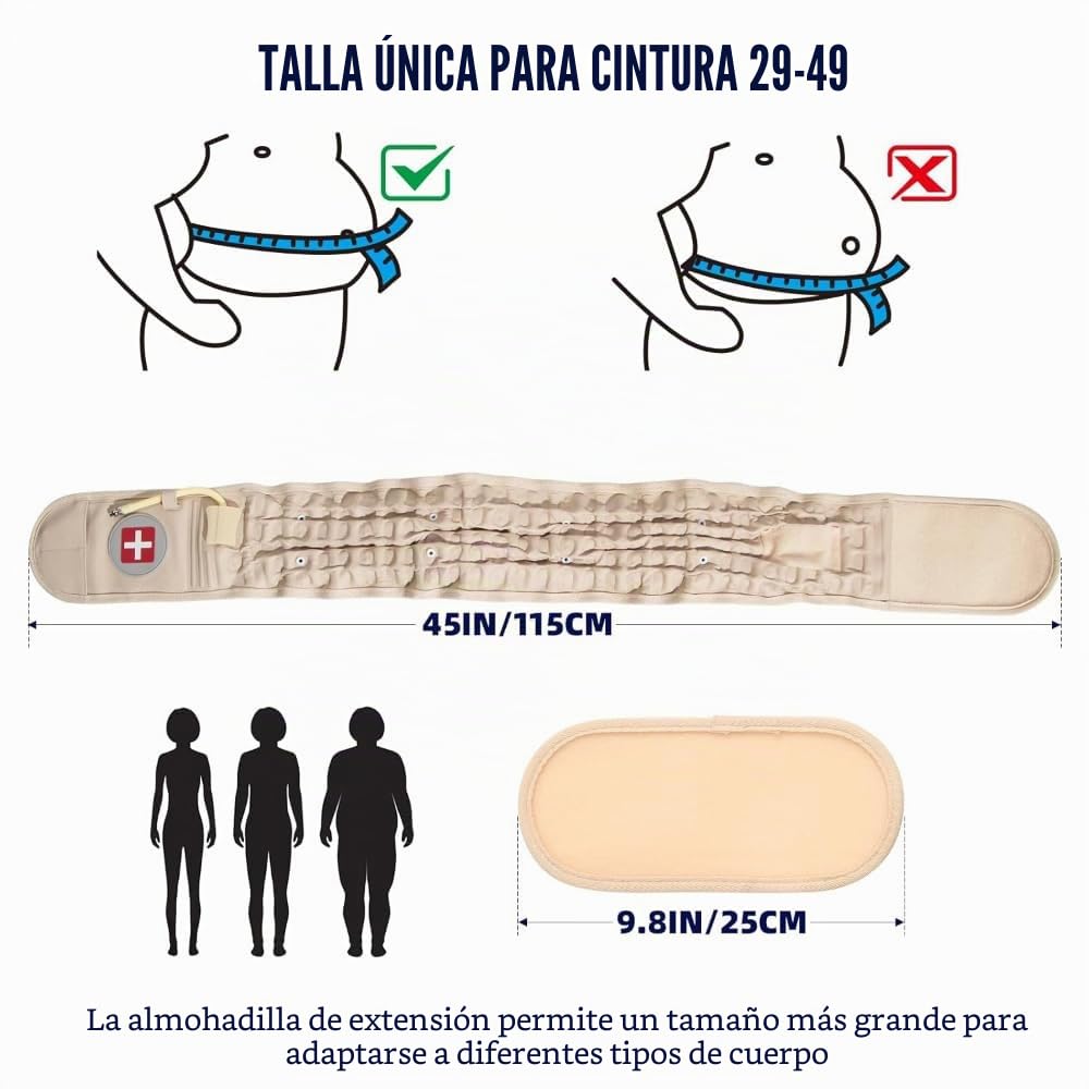 NEWFUN Faja Lumbar Con bomba de aire eléctrica，Cinturón de descompresión，Cinturón lumbar inflable, dispositivo de tracción, para el alivio del dolor muscular y la prevención de lesiones
