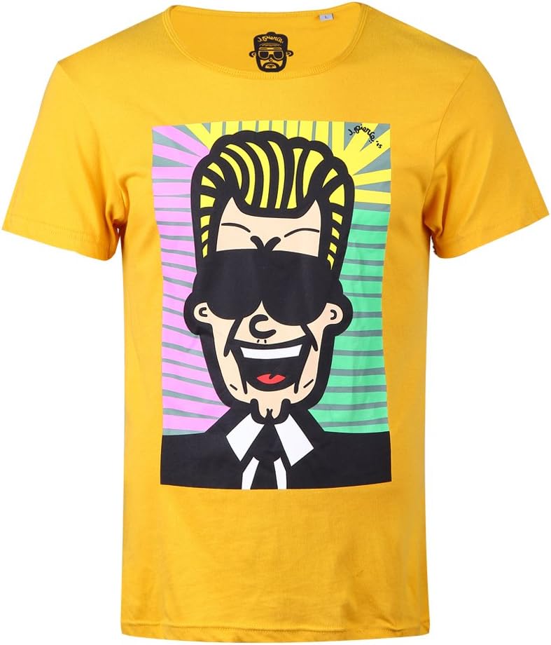 Homme Men's Cartoon Potrait Laughting Man Short Sleeve Tee T Shirt