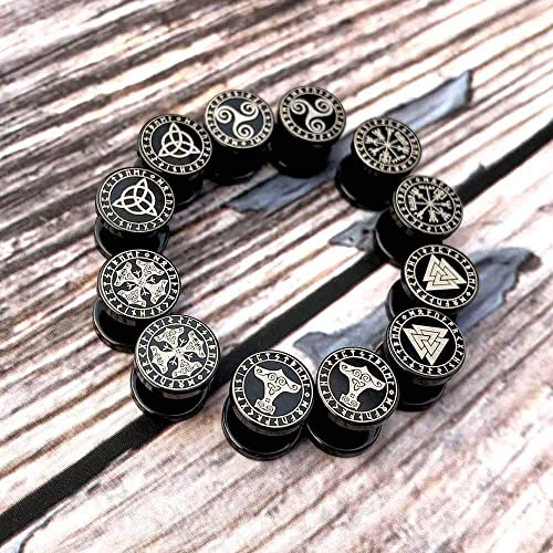 FLYUN Norse Viking Runes Earrings for Men Hypoallergenic Stainless Steel Punk Huggie Hoop Earring Sturdy Norse Mythology Jewelry Gifts with Delicate Packaging4