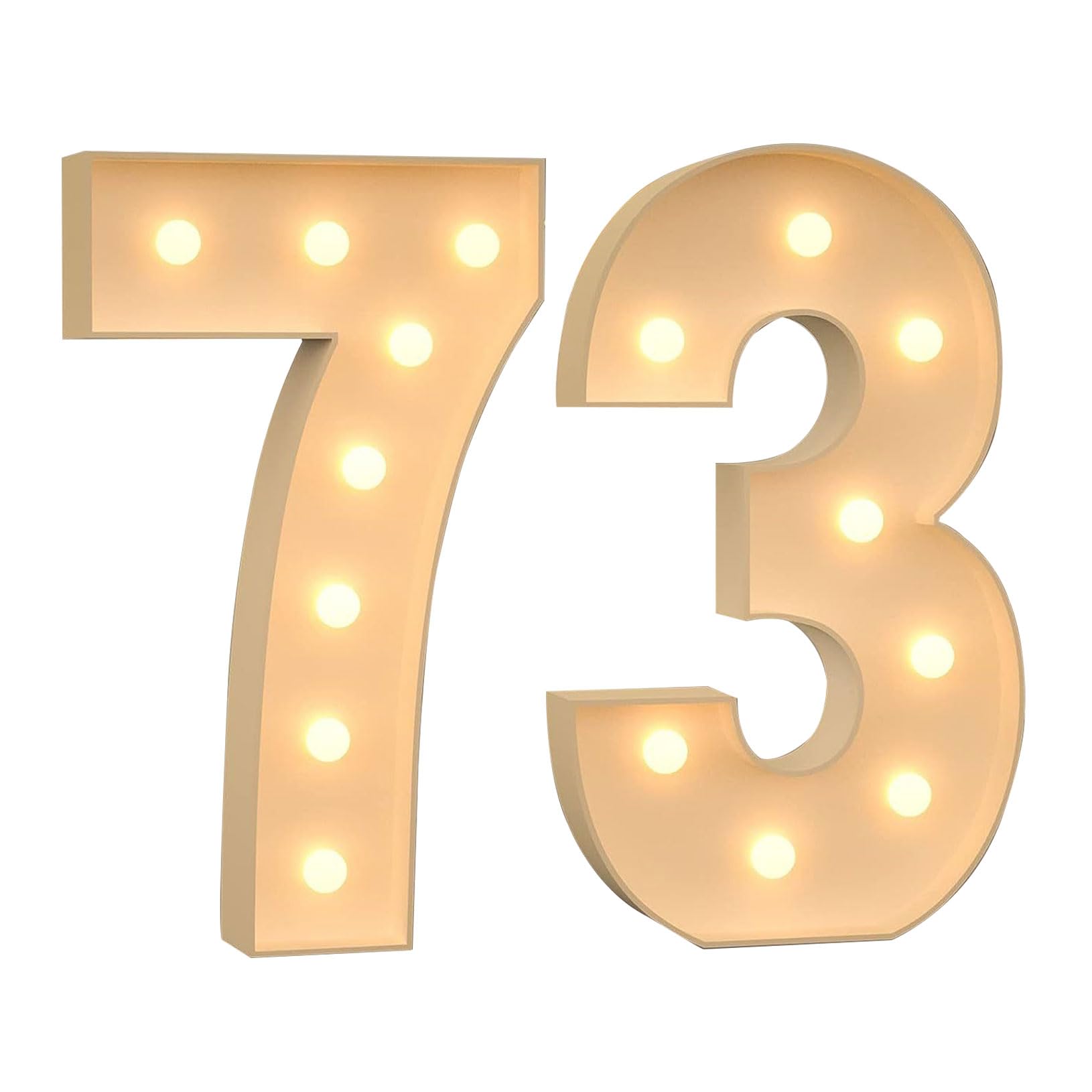 70cm-2.3ft Numbers 73 Large Light Up for Decor, Mosaic Marquee Light Up Sign, Marquee LED Lights Pre-cut Foam Board Set for Birthday New Year Anniversary — image 1