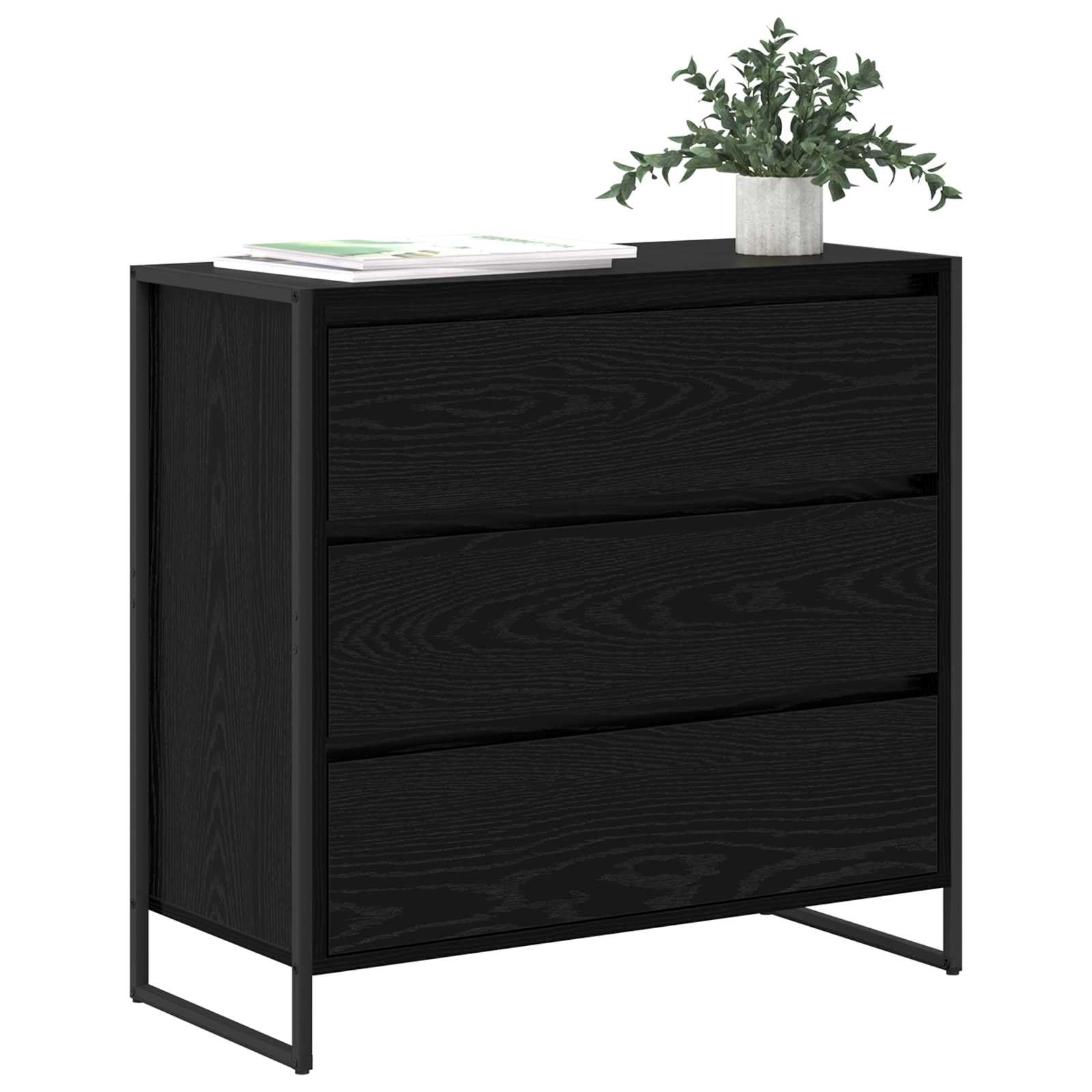 Vidaxl Sideboard Oak 79 X 36 X 75.5 Cm Engineered Wood Black