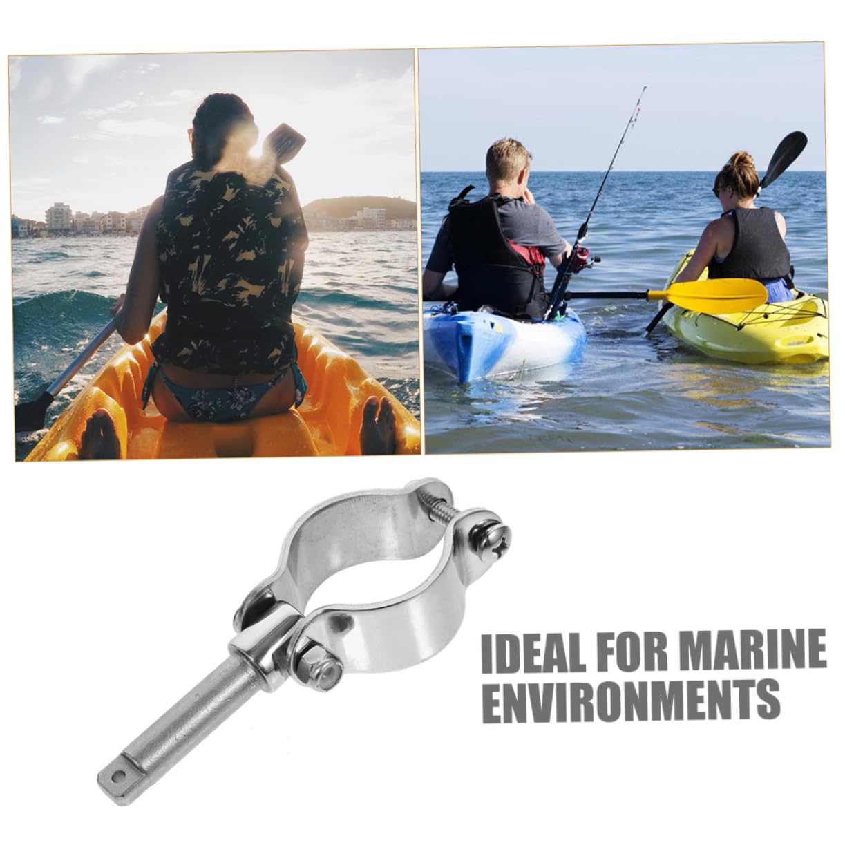 INOOMP 2 Stück Edelstahl Paddelhalter für Kajak und Kanu Verstellbar Stabiler Halt Ersatzlösung für Verschiedene Paddelgrößen mit Paddel Schwimmkörper