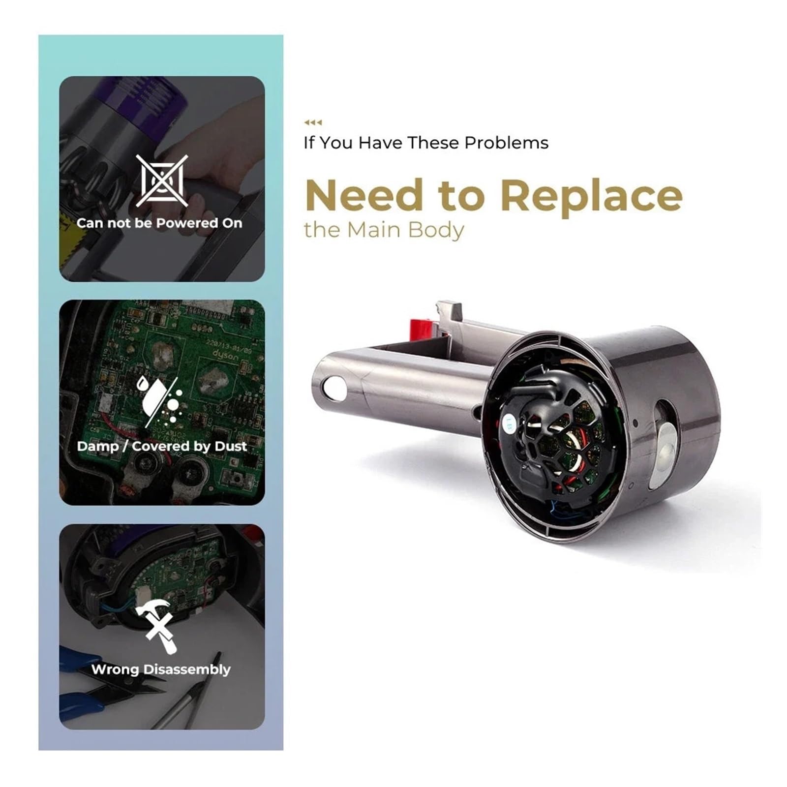 Moteur Avec Poignée, Compatible For Dyson,V7 V8, Hôte De Sv11 Sv10 Sv25, Corps Mian Remplacement For Aspirateur(For V7 handle)