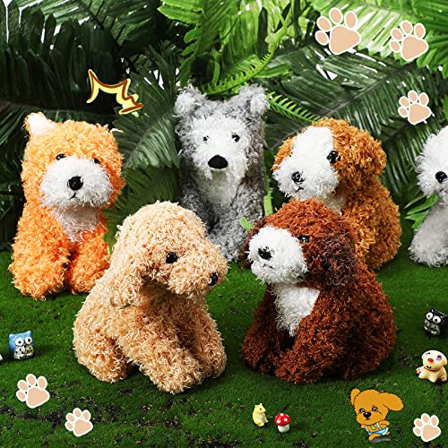 8-Piece Assorted Plush Pets Set - 5 Inch Cute Stuffed Animals For Kids, Classroom & Halloween Themed Party Supplies (Squatting Dog) #TOP5