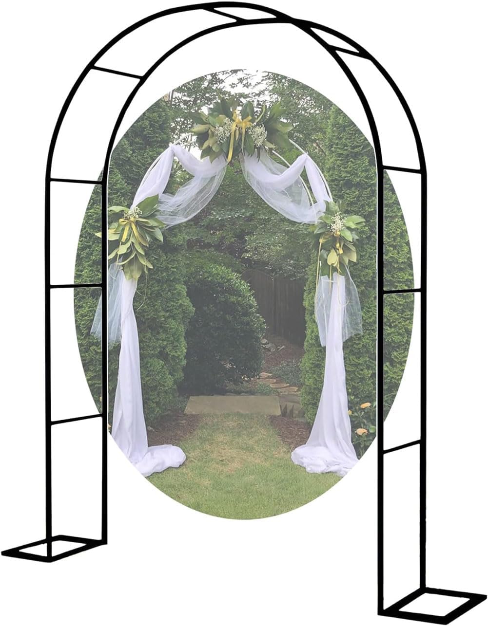 Garden Arbor Arch Steel Frame Weather Resistant Metal Archway for Climbing Plants, Free Standing Trellis Pergola 1.2M 1.4M 1.8M 2.4M 3M 3.5M Wide Garden Arch,Black,W3.5M*H2.2M
